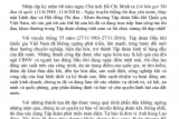 Thư chúc mừng của Tổng Giám đốc Tập đoàn Nguyễn Vũ Trường Sơn nhân dịp Ngày truyền thống thi đua yêu nước