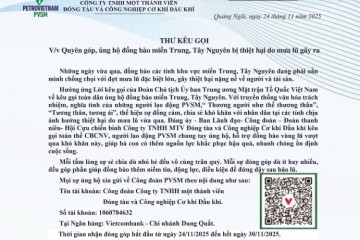 PVSM kêu gọi quyên góp, ủng hộ đồng bào miền Trung, Tây Nguyên bị thiệt hại do mưa lũ gây ra